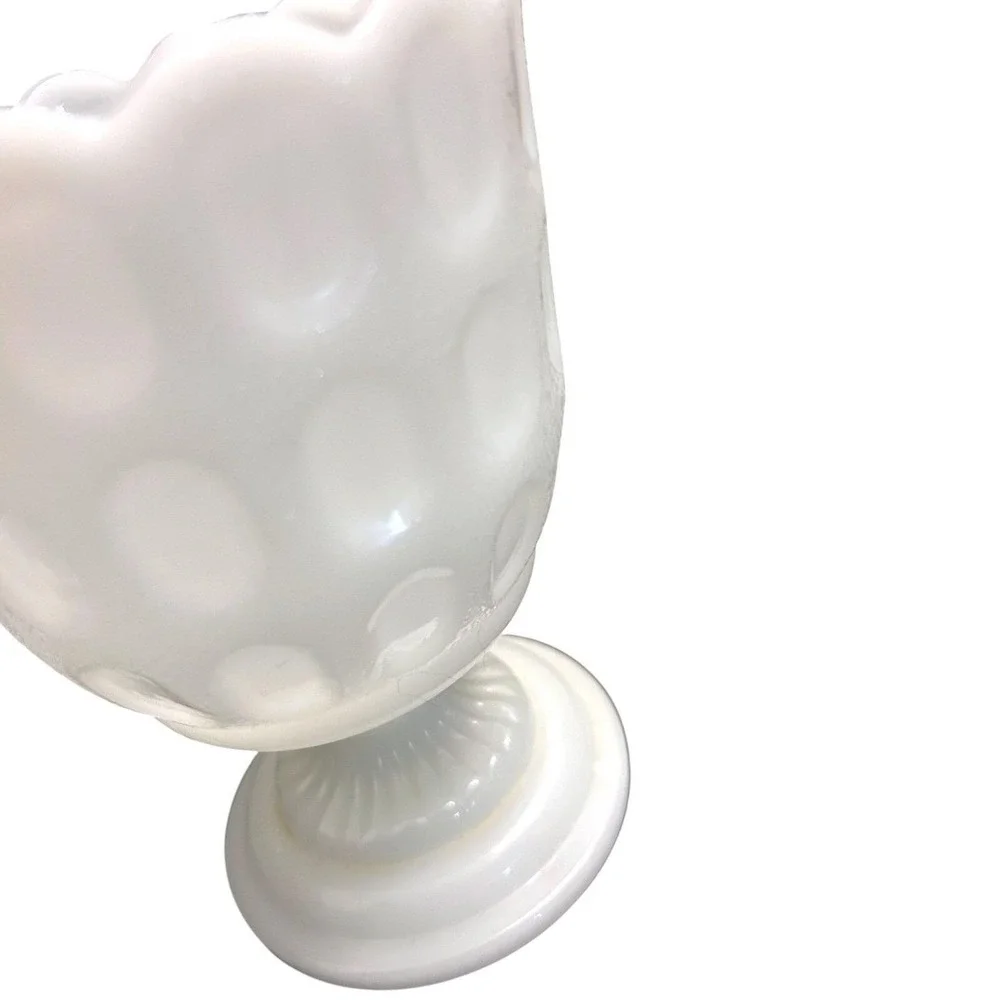 Vintage Brody Co. Milk Glass Vase Thumbnail Pedestal Scalloped Collectible Decor
